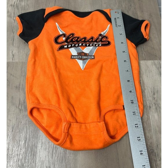 Harley Davidson Classic Motorcycles Infant Baby Orange One Piece  - Size 12 mo - Picture 6 of 7
